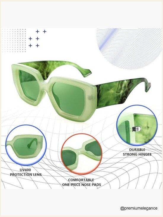 Oversized Square Sunglasses Thick Frame UV400 Protection Unisex main image 6
